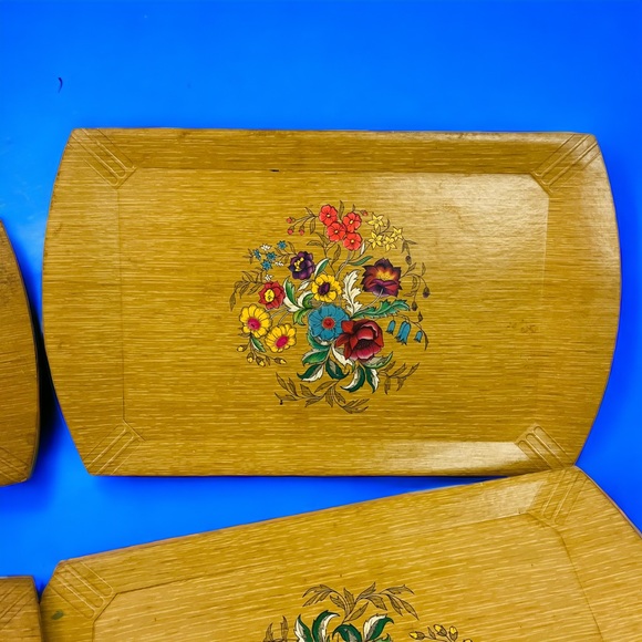 Hasko de Luxe Wooden Lap Trays with Floral Print | Set of 4 (18”L x 11”W)" - Picture 6 of 9